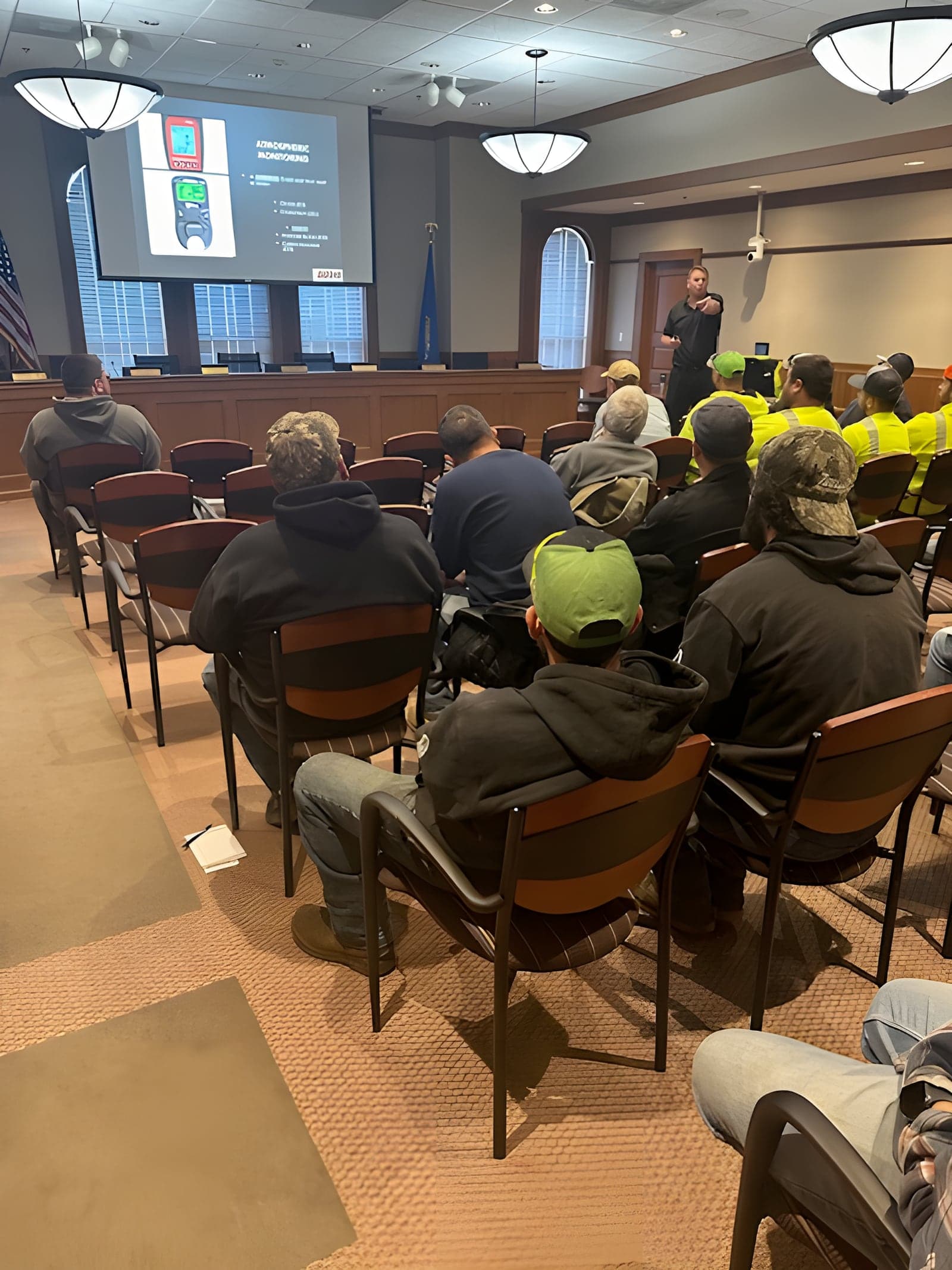 Classroom session on atmospheric monitoring for a public works crew
