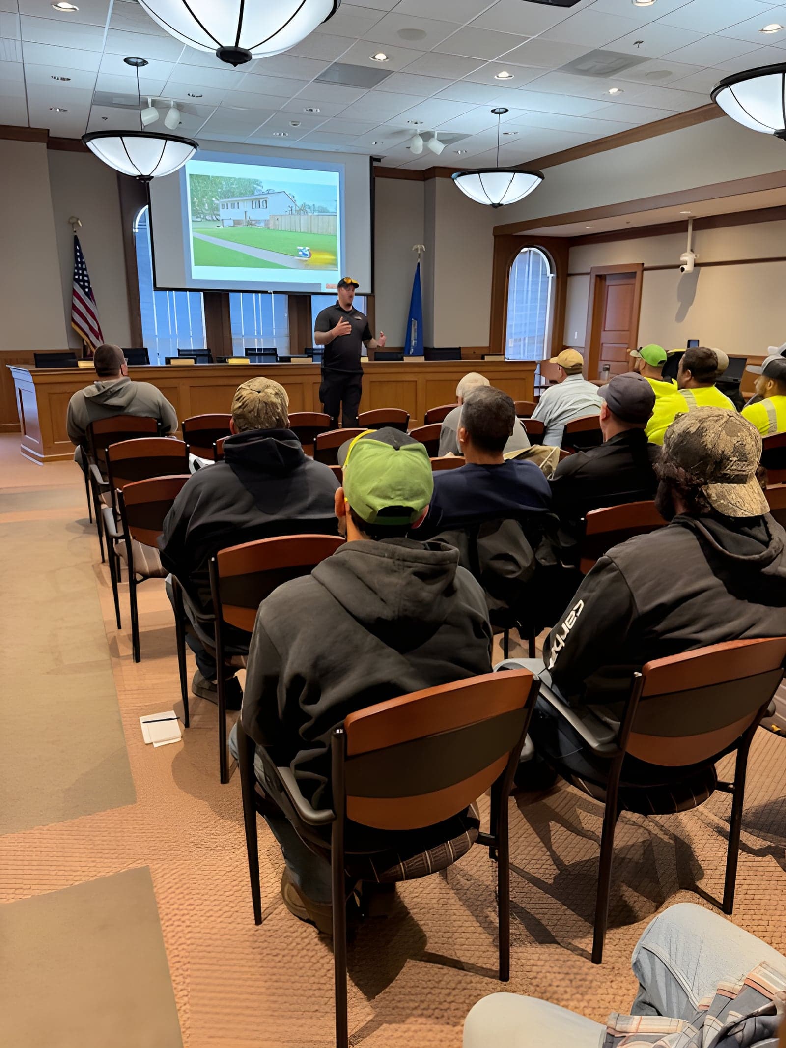 Dan Pearson teaching a full room of public works employees